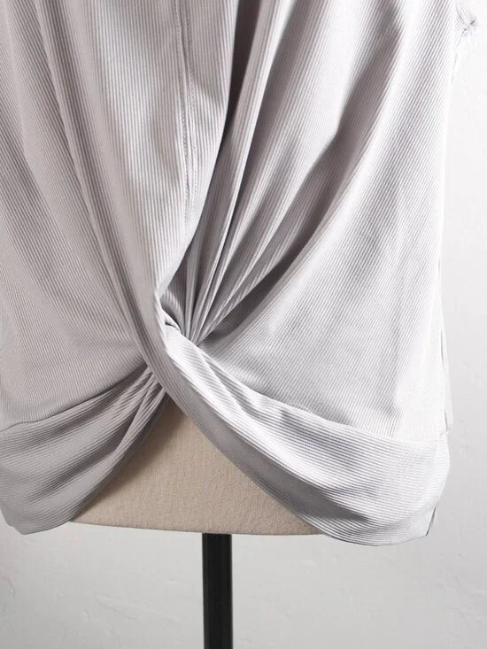 Apana Gray Sleeveless Twist Front Top XL Ribbed Stretch Athleisure Yoga Tank - Picture 4 of 6